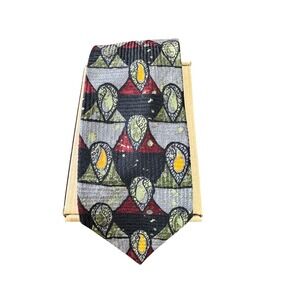 Tessera Italian Silk Necktie Paisley Geometric Made in‎ Canada 57"